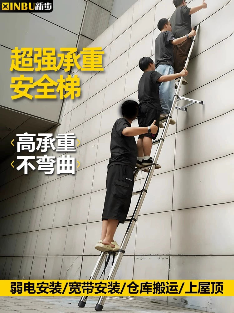 New Step Telescopic Ladder Aluminum Alloy Multi-functional Portable Folding Engineering Straight Ladder for Home Use