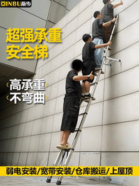 New Step Telescopic Ladder Aluminum Alloy Multi-functional Portable Folding Engineering Straight Ladder for Home Use