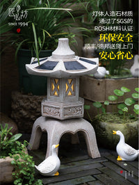 Artisan Retro Chinese Style Solar Garden Light Outdoor Villa Landscape Stone Lamp
