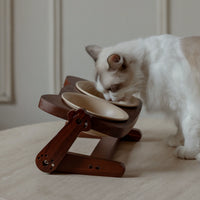 Peture Adjustable Height Ceramic Pet Bowl for Cats and Small Dogs, Double or Single Bowl Design