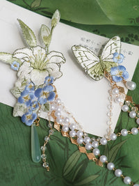 Embroidered Hair Clip Brooch Set for Hanfu - Windproof Design
