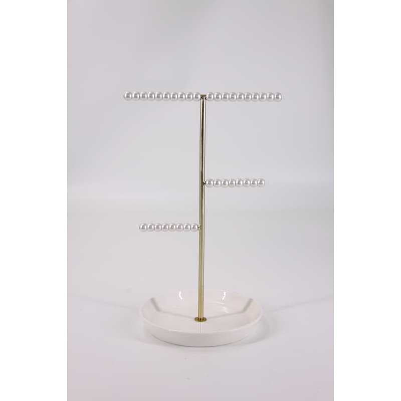 Iron Art Jewelry Display Stand with Shell-Shaped Ceramic Base for Necklaces Bracelets Rings