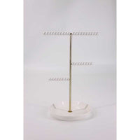 Iron Art Jewelry Display Stand with Shell-Shaped Ceramic Base for Necklaces Bracelets Rings