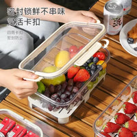 Double-Layer Large Capacity Portable Cooler Box for Fruits, Vegetables, and Drinks - Camping Food Storage Container