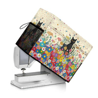 Sewing Machine Dust Cover with Cute Cat Pattern and Storage Pockets