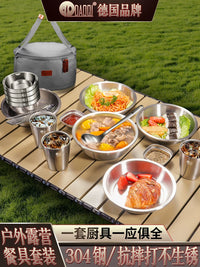Islands Wonder 304 Stainless Steel Portable Outdoor Dinnerware Set for Camping & Picnic