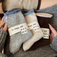 Soft Lambswool Blend Thermal Socks for Women, Korean Style Mid-Calf, Thickened and Fleece-Lined for Autumn/Winter