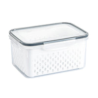 Refrigerator Produce Storage Containers with Drainer and Lid - Food-Grade Plastic, Freezer Safe