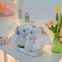 Ruffled Lace Kitchen Appliance Dust Cover Breathable Mesh Fabric for Blenders & Trays