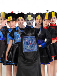 Adult & Kids Chinese Zombie Costume Qing Dynasty Cosplay Outfit for Halloween