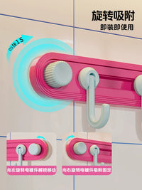No-Drill Rotating Suction Cup Kitchen Hooks with Sliding Rail, Heavy Duty Storage Rack