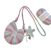 Hand-Woven Seashell Phone Bag DIY Crochet Kit with Starfish and Glitter Yarn