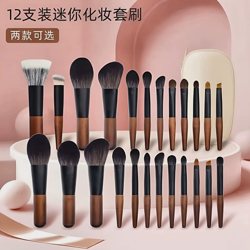 Mini Portable Makeup Brush Set with Soft Synthetic Bristles for Travel Eyeshadow and Full Face Application