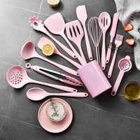 Silicone Kitchen Utensil Set with Non-stick Spatulas and Ladles, Heat-Resistant Cooking Tools