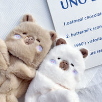 Cute Bear Plush Flip-Top Mittens for Winter - Thickened Warm Student Writing & Cycling Gloves with Neck Strap