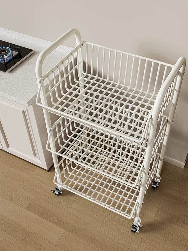 Multi-layer Kitchen Storage Cart with Wheels, Heavy-Duty Vegetable and Fruit Rack