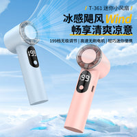 T361 Mini Handheld Turbo Fan with Digital Display, USB Rechargeable Portable Outdoor High-Speed Fan