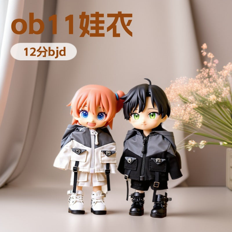 OB11 Doll Clothes Black and White Monster Kindergarten Uniform Set for BJD Blind Box Figures