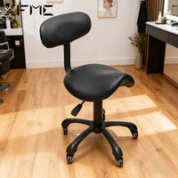 Ergonomic Swivel Saddle Stool with Backrest for Salon Tattoo Studio