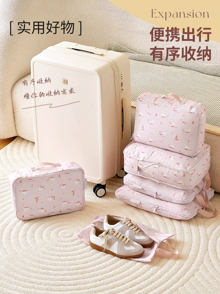 5-Piece Travel Compression Packing Cubes Set for Clothes, Underwear, and Shoes