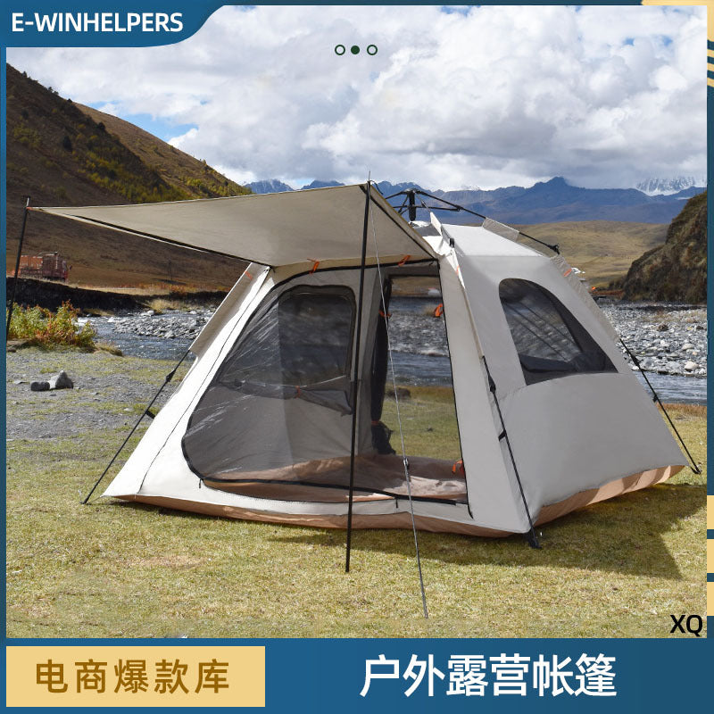 Outdoor 3-8 Person Camping Tent with Vestibule, Sunshade, and Rain Protection
