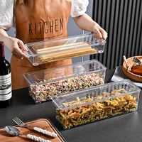 Clear Refrigerator Drawer Organizer with Lid, Stackable Food Storage Container for Kitchen Pantry