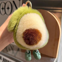 Avocado Faux Mink Rabbit Fur Car Keychain Pendant Plush Doll Bag Charm