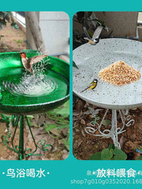 Vintage Iron Bird Feeder & Water Bath for Garden Decoration