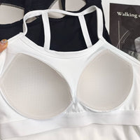 Women's Sexy Yoga Vest with Chest Pads, Tight-Fitting Slit Camisole, Running Sports Bra for Fitness Training