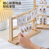 Wooden Jewelry Display Stand with Hooks for Earrings, Bracelets, Rings, and Necklaces