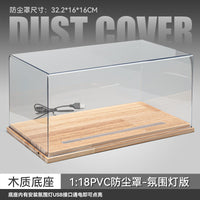 1/18 Scale Model Car Acrylic Display Case with LED Lights, Dustproof Transparent Storage Box for Collectibles and Toys