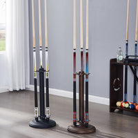 Premium Billiard Cue Rack, Stainless Steel & Solid Wood Pool Stick Holder, 6/8/9-Hole Storage Organizer