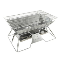 KEEMANS Portable Stainless Steel Wood Burning Stove & BBQ Grill for Outdoor Camping