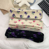 Korean Style Floral Jacquard Lambswool Scarf for Winter Warmth and Neck Protection