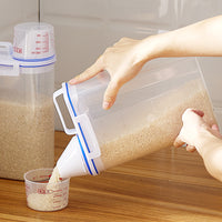 Japanese Style Kitchen Airtight Rice Dispenser with Measuring Cup, Moisture-proof and Insect-proof for Grains Pet Food Storage