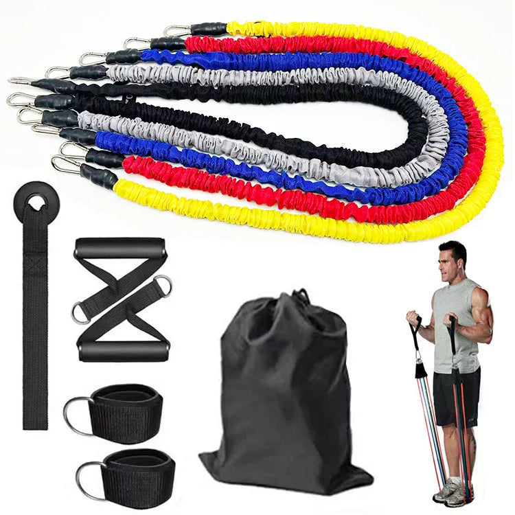 Resistance Band Set with Protective Sleeve for Home Fitness and Strength Training