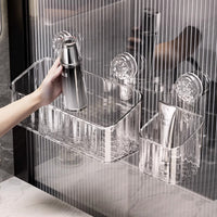 Suction Cup Bathroom Shower Caddy Wall Mounted Storage Basket for Shampoo and Toiletries