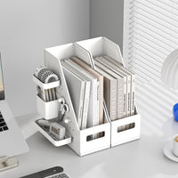 Multifunctional A4 Document Organizer with Pen Holder and Storage Box for Desk
