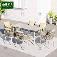 Outdoor Rattan Wicker Patio Furniture Set with Table and Chairs for Garden Balcony