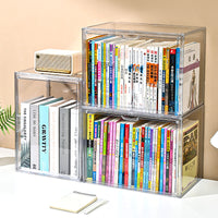 Acrylic Magnetic Book Storage Box with Clear Display for Albums and Collectibles, Floor-Standing Shelf