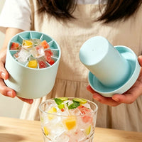 Silicone Ice Cube Tray with Storage Container, Easy Release Ice Maker Mold for Home Bar and Kitchen