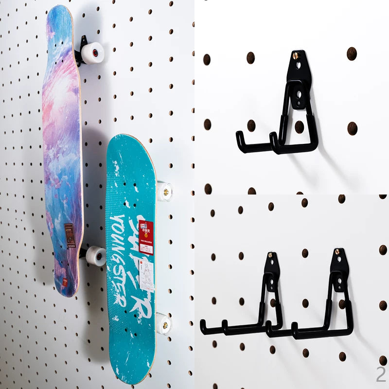 iWood Pegboard Skateboard Wall Mount Hooks for Display and Storage