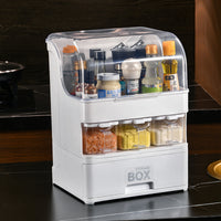 Multi-layer Dustproof Seasoning Storage Rack with Lid for Kitchen Countertop