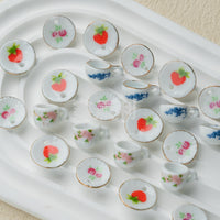 Miniature Teacup and Saucer Ceramic Beads for Jewelry Making