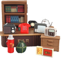 Miniature Retro Dollhouse Decor Accessories - TV, Radio, Mortar, Rice Mill