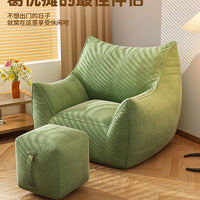 Lazy Sofa Chair with Footrest, Single Recliner for Bedroom Balcony, Tatami Style Lounger