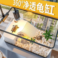 Turtle Tank with Basking Platform, Ecological Aquarium for Aquatic and Terrestrial Turtles, Filter Included