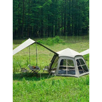 Portable Hexagonal Tent with Awning, UV Protection, Thickened Silver Coating for Outdoor Camping