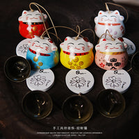 Jingdezhen Ceramic Lucky Cat Wind Chime Ornament for Home Decor and Markets