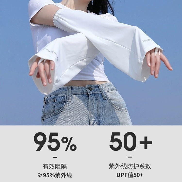 Summer UV Protection Cooling Arm Sleeves for Women - Loose Fit, Plus Size, Thin for Cycling & Driving